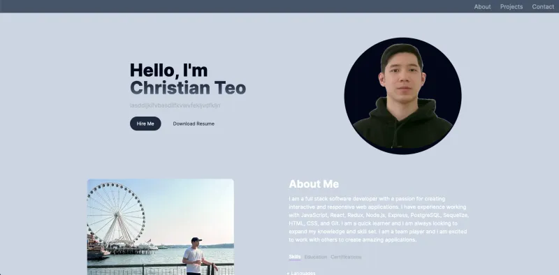 Personal Portfolio preview screenshot showing the Personal Portfolio interface